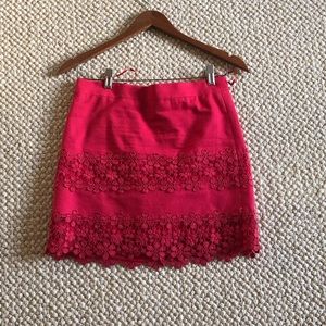 J.Crew red lace mini skirt